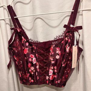 Unlined Floral Embroidery Corset Top